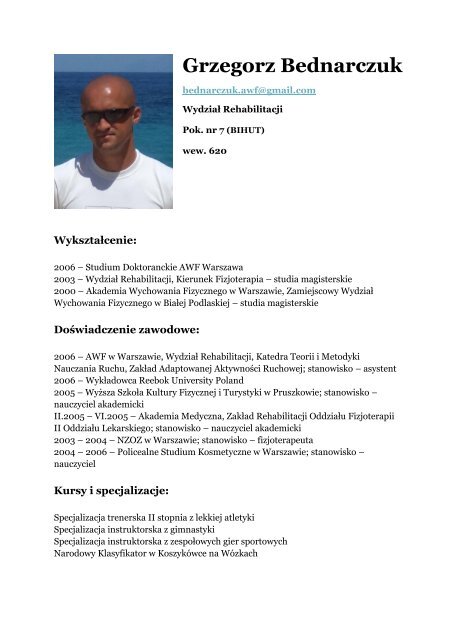 Grzegorz Bednarczuk - Akademia Wychowania Fizycznego