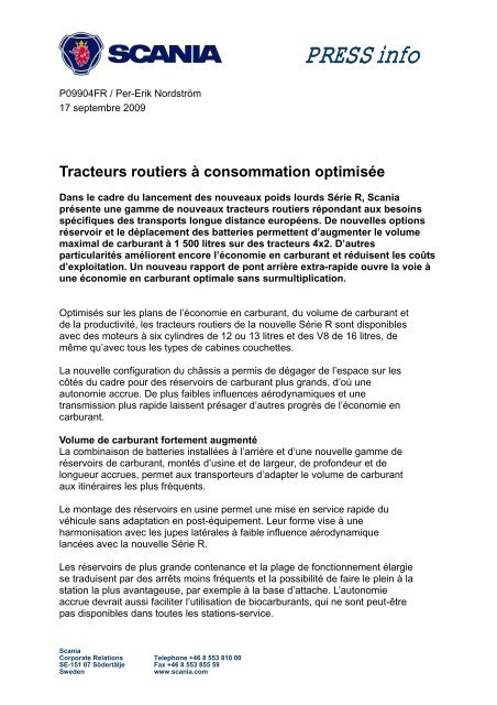 Fuel Optimised Scania Tractor Units Co Bw