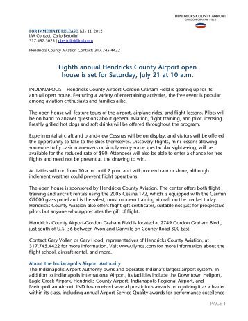Eighth annual Hendricks County Airport open house is set for ...