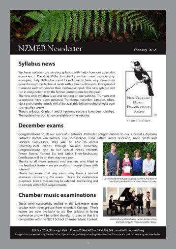 February 2012 - New Zealand Music Examinations Board