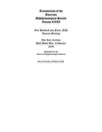Transactions of the - The American Ophthalmological Society