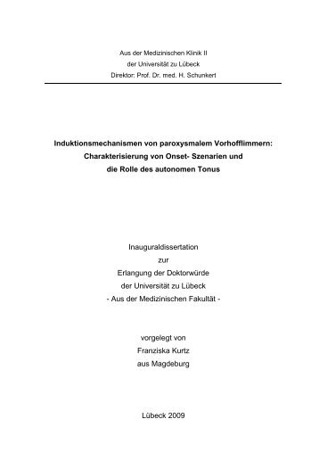 Induktionsmechanismen von paroxysmalem Vorhofflimmern ...