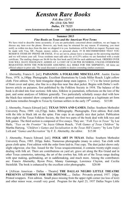 Summer 2013 Catalog - Texas State Historical Association