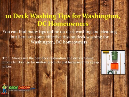 10 Deck Washing Tips for Washington, DC Homeowners