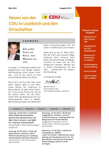 Neues von der CDU in Leutkirch und den Ortschaften