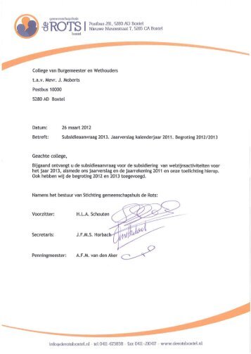 Jaarverslag de Rots 2011 - Gemeente Boxtel