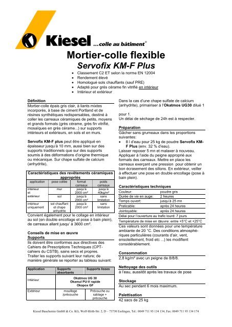 Mortier Colle Souple Kiesel Kiesel Bauchemie Gmbh Cokg