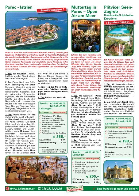 BEINWACHS REISEN - KATALOG 2014