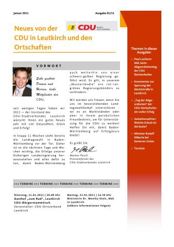 Neues von der CDU in Leutkirch und den Ortschaften