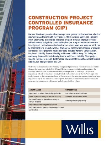 construction project controlled insurance program (cip) - Willis