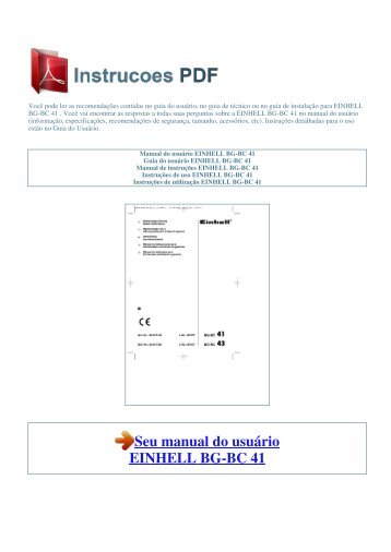 BG-BC 41 - INSTRUCOES PDF: Manual de instruções