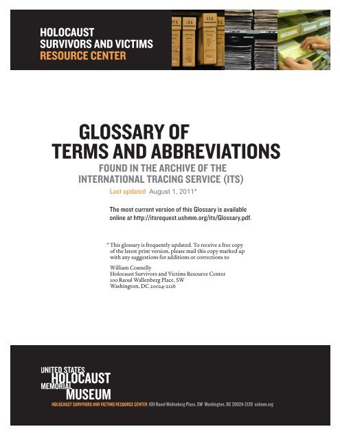 ITS ONGOING GLOSSARY of TERMS AND ABBREVIATIONS