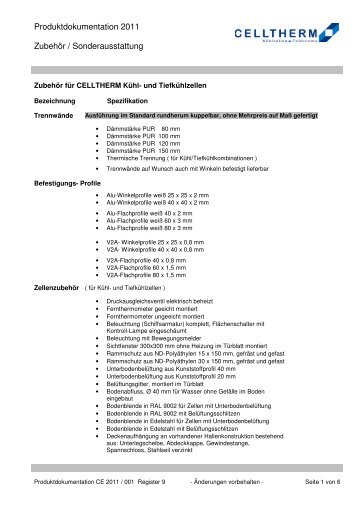 Produktdokumentation 2011 Zubehör ... - CELLTHERM