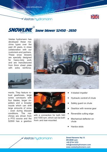 Snow blower S2450 - 2650 - VP Industries