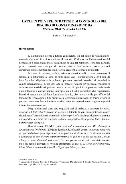 Latte in polvere: strategie di controllo del rischio di contaminazione ...