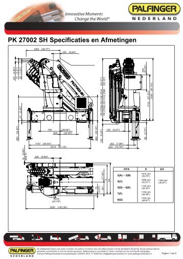 PK 27002 SH Specificaties en Afmetingen - Palfinger