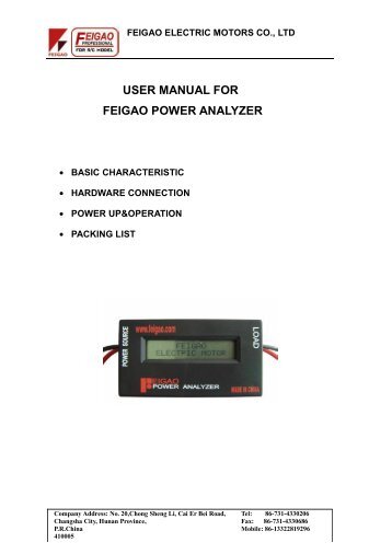 User Manual for Feigao Power Analyzer - V is for Voltage electric ...