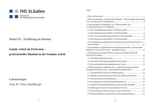 Soziale Arbeit Als Profession Soziale Arbeit als Profession - Peter Schallberger