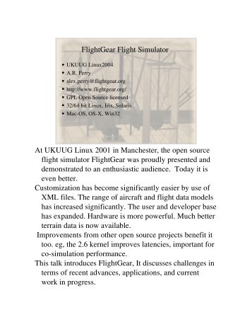 FlightGear Flight Simulator At UKUUG Linux 2001 in Manchester ...