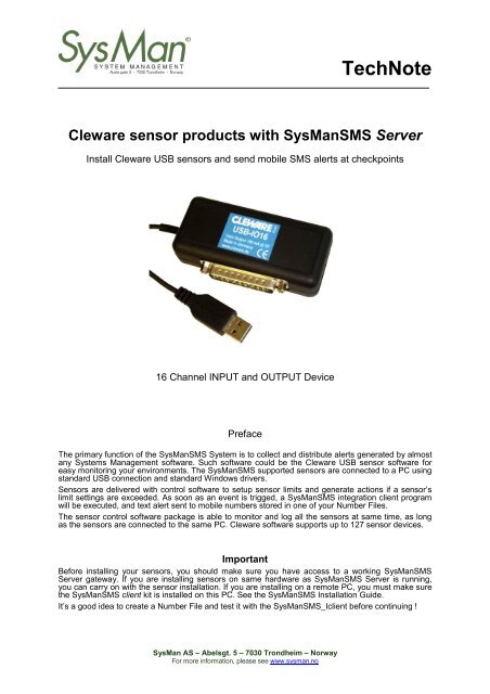 Interface with Cleware USB IO Module - SysMan AS