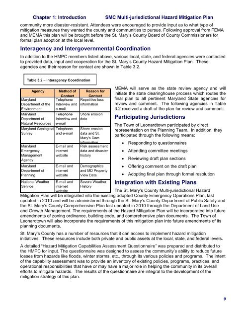 St. Mary's County Multi-Jurisdictional Hazard Mitigation Plan