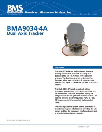 BMA-9034 Dual Axis Tracking Antenna Datasheet - Broadcast ...