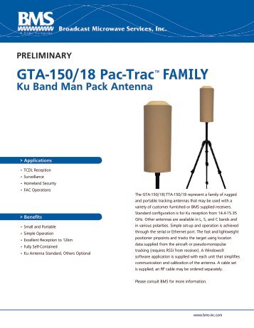 Ku-Band GTA-150-18 Datasheet - Broadcast Microwave Services