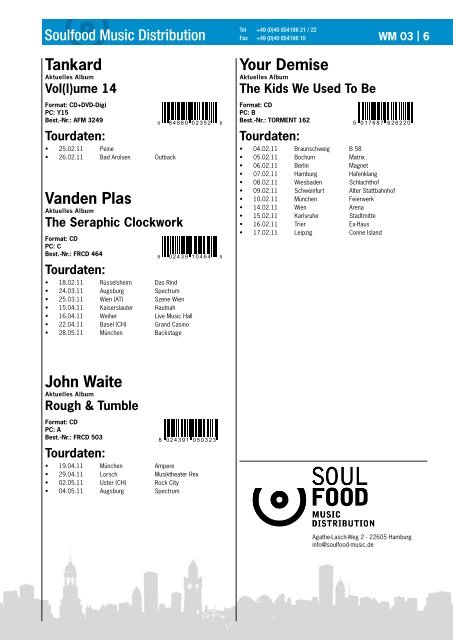 Tourdaten - Soulfood