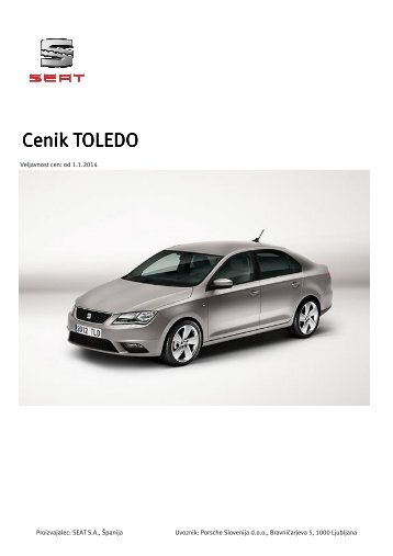 Informativni cenik Toledo - Seat