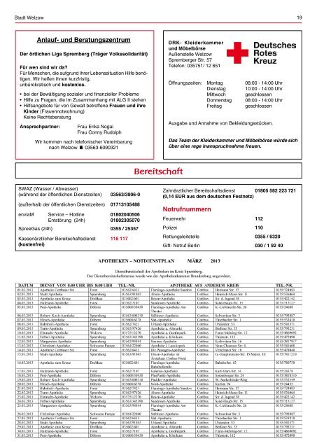 Welzow, den 01.03.2013 Jahrgang 24 Nummer 3 Inhaltsverzeichnis ...