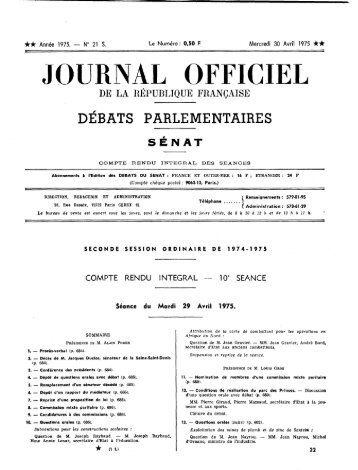 Mardi 29 Avril 1975 - SÃ©nat