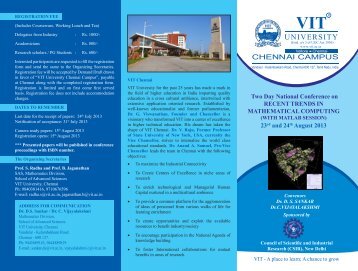 Two Day National Conference on RECENT ... - VIT University