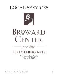 LOCAL SERVICES - Broward Center for the Performing Arts