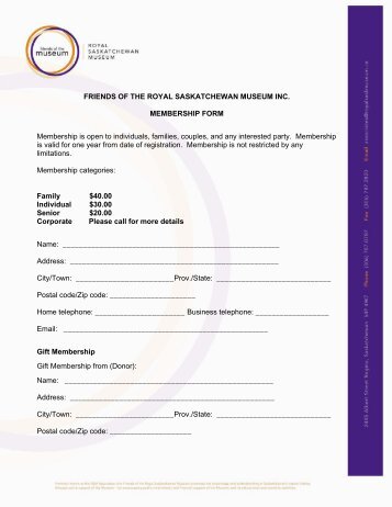 Download and print the Membership Form - Royal Saskatchewan ...