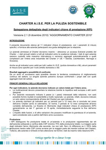 charter aise per la pulizia sostenibile - Sustainable Cleaning