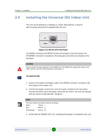 2.4 Installing the Universal IDU Indoor Unit