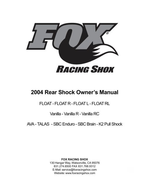 Fox Float Rl 32 Pressure Chart