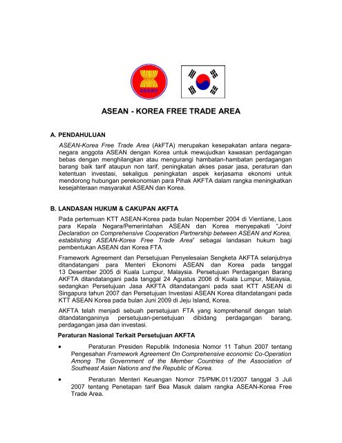 ASEAN - KOREA FREE TRADE AREA - Direktorat Jenderal KPI