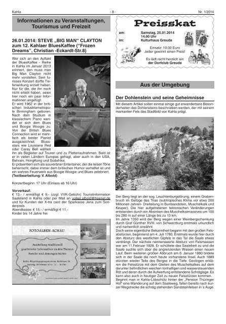Kahlaer Nachrichten - Ausgabe Nr. 1 - 16. Januar 2014