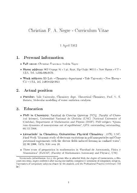 Resume - Yale Chemistry