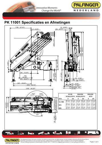 PK 11001 Specificaties en Afmetingen - Palfinger