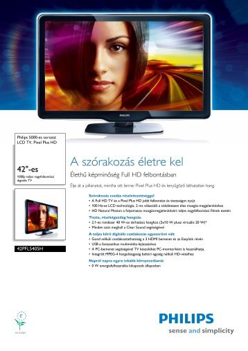 42PFL5405H/12 Philips LCD TV, Pixel Plus HD - LCD Ã©s plazma TV ...