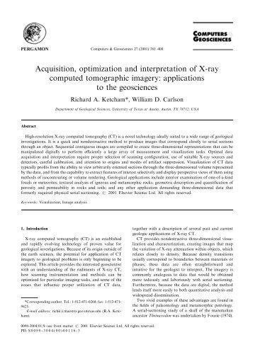 Acquisition, optimization and interpretation of X-ray computed ...