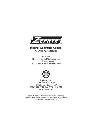 To read the Digitrax DCS-50 Zephyr manual ... - DCC Concepts