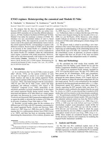 ENSO regimes: Reinterpreting the canonical and Modoki El NiÃ±o