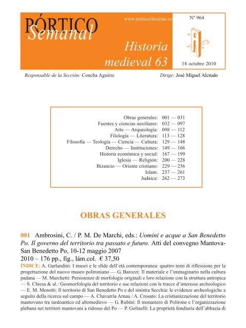 Portico Semanal 964 Historia medieval 63 - Pórtico librerías