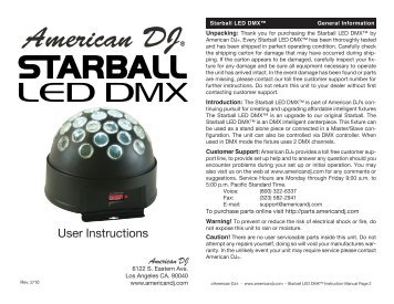 American DJ Starball LED DMX Manual - Premier Lighting and ...