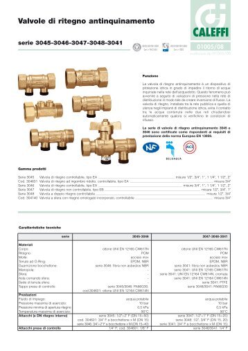 Valvole di ritegno antinquinamento - Caleffi