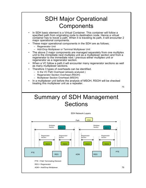 SDH Major Operational Components Summary ... - Christiealwis.com