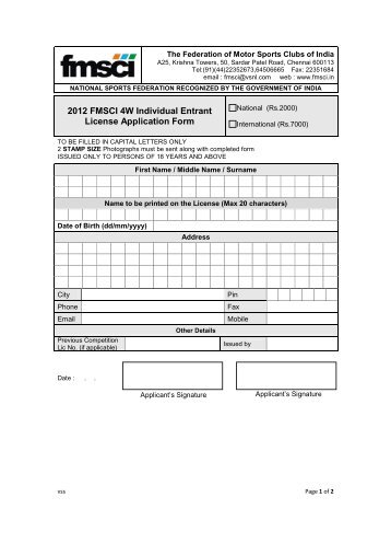 2012 FMSCI 4W Individual Entrant License Application ... - The FMSCI